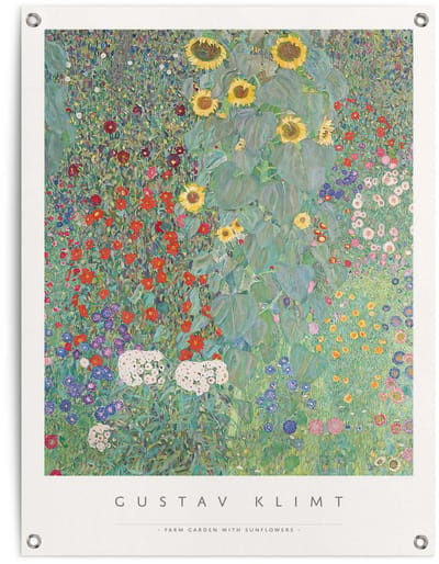 Tuinposter Gustav Klimt - Zonnebloemen - 80 x 60 - Canvas - REINDERS