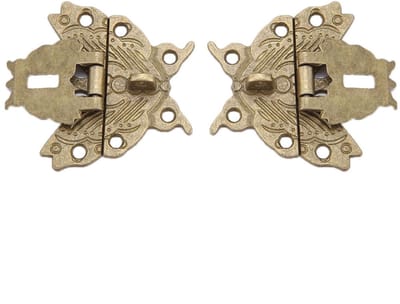 ONF3 - Slot voor houten juwelendoos - Retro vintage slot sluiting - Duurzaam - Bronskleur - Decoratieve klink Hasp - Geschikt voor DIY tas, juwe...
