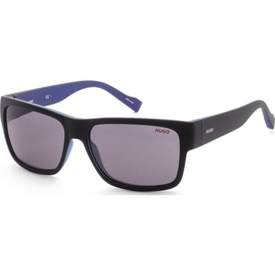 Hugo Boss Heren 58mm Matte Zwarte Blauwe Zonnebril HG0176-S-0VK-IR