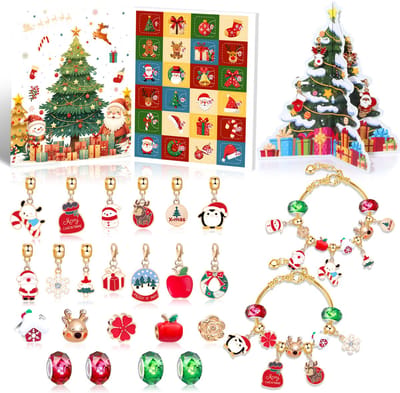 Adventskalender 2025 Sieraden Kerstmis – Kerstaftelkalender - Modieuze Armband Ketting Ring Oorbellen – 24 Dagen Aftellen Vakantie – Stijlvolle Elegante Kerstcadeau Set – C