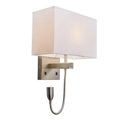 Qazqa wandlamp - Bergamo - wit, vierkant, max. 60W, geschikt voor led, 2-lichts, ideaal als slaapkamer lamp