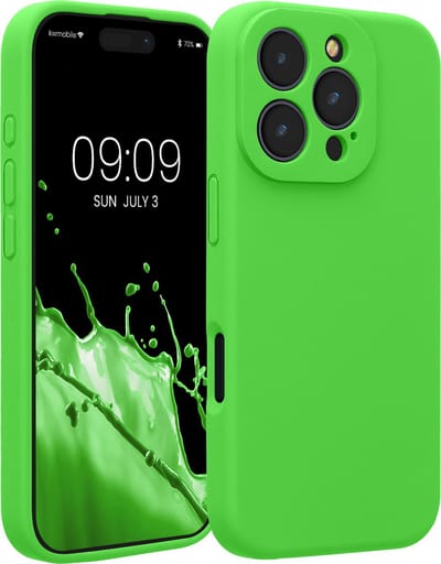 kwmobile telefoonhoesje geschikt voor Apple iPhone 16 Pro - TPU backcover met siliconen coating - Smartphone case in limoengroen