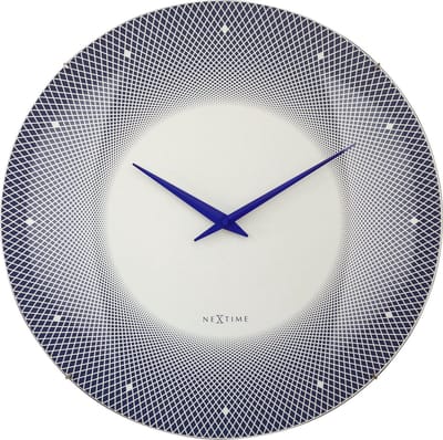 NeXtime Deep 50 – Grote Wandklok – 50 cm – Koepelvormig Glas – Blauw – Stil