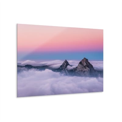Indoorart - Glasschilderij Fronalpstock zonsondergang 60x40 CM - Afbeelding op plexiglas - Inclusief montagemateriaal