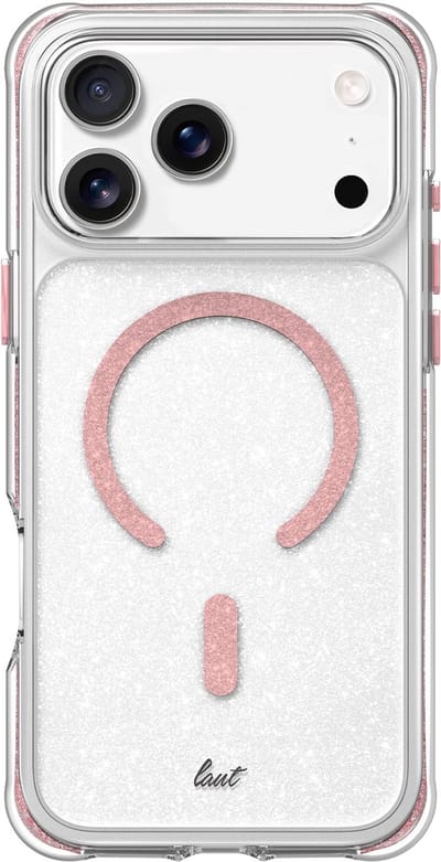 LAUT AERO SPARKLE iPhone Hoes – Crystal Clear met Glinsterend Effect & 6m Valbeveiliging | MagSafe Compatible | Apple iPhone 17 Pro