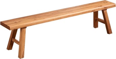 Massieve Houten Zitbank 80 cm - Rustieke Bank zonder Rugleuning voor Hal, Slaapkamer & Eetkamer - Natuurlijk Iepenhout