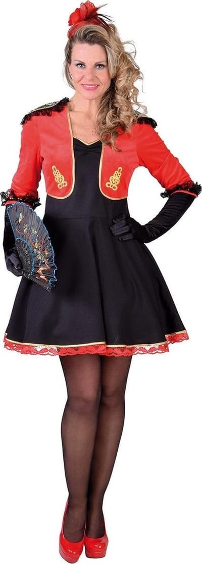Magic By Freddy's - Spaans & Mexicaans Kostuum - Trotse Traditionele Spaanse Paseo - Vrouw - Rood, Zwart - Small - Carnavalskleding - Verkleedkleding