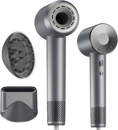 Professionele haardroger met 110.000 rpm, stille werking van 60 dB, diffuser en magnetische mondstukken voor snel en koud drogen