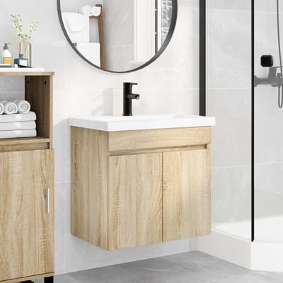 vidaXL - Badkamermeubel - met - kraan - Sonoma - Eiken - 61 - x - 40 - x - 74,5 - cm