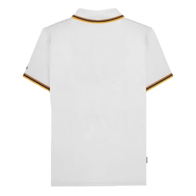 Lambretta Heren SS25 Triple Tipped Groot & Lang Poloshirt (Wit/Tabak/Navy/Goud)