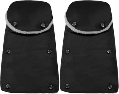 Kinderwagen Handmof - Fleece Wanten - Winterse Uitjes - Waterdicht Winddicht - Ca 20 x 30 cm - Zwart