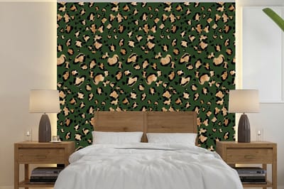 Behang - Fotobehang Panter - Goud - Patronen - Luxe - Breedte 240 cm x hoogte 240 cm