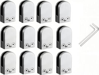 Stainless Steel Glashouders Set van 12 voor Glasplanken en Handrails van 8-10 mm Dikte, Ideaal voor Acryl en Houten Vloeren