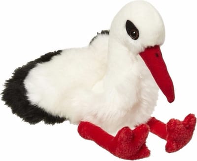 Nature Planet Ooievaar knuffel - 30 cm - wit - vogels - knuffeldieren - vogelknuffel
