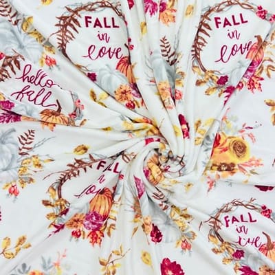 Zachte herfst fleece deken met pompoen en bloemen - 70" x 50"