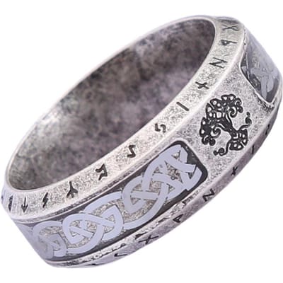 Vintage Scandinavische Vikingen Levensboom Ring Voor Mannen Vrouwen Roestvrij Staal Odin Viking Keltische Knoop Ring Mode Amulet Sieraden Cadeaus 9 gray