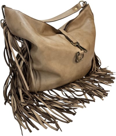 Western style dames tas met franjes - Verstelbare en afneembare schouderriem / handvat - Mooie details - Premium leather - Made in Italy