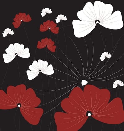 Fotobehang - Flowers on Black 225x250cm - Vliesbehang