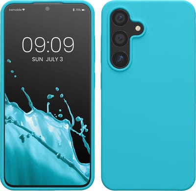 kwmobile telefoonhoesje geschikt voor Samsung Galaxy S24 - Hoesje met siliconen coating - Smartphone case in ijsblauw
