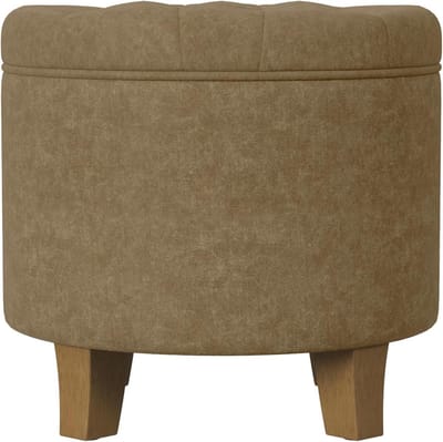 Opberg Poef - Voetenbank Ottomaan - Woonkamer Organisatie - Gekuiste Fluweel Design - 48x48x46 cm - Mokka