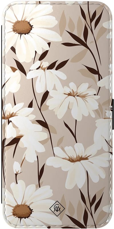Casimoda® bookcase - Geschikt voor Samsung Galaxy A57 - Hoesje met pasjeshouder - In Bloom - Bruin/beige - Kunstleer
