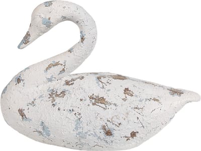 Clayre & Eef Decoratie Beeld Zwaan 32x14x22 cm Wit Bruin Polyresin