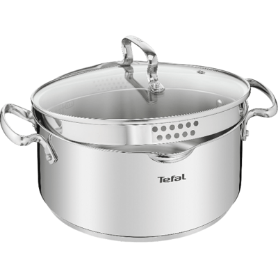 Tefal Duetto+ steelpan 16 cm met deksel G71942 (Ovenbestendig tot 250°C (exclusief deksel), geschikt voor alle warmtebronnen, roestvrij staal, glazen
