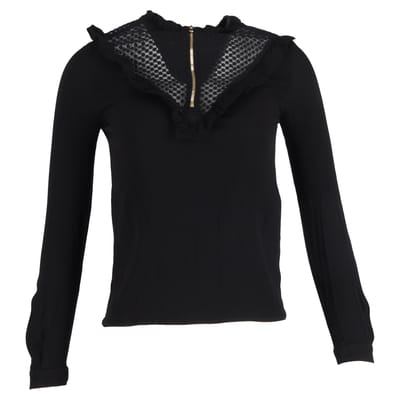 Maje blouse met ruches en ritssluiting, lange mouwen, in zwart polyester