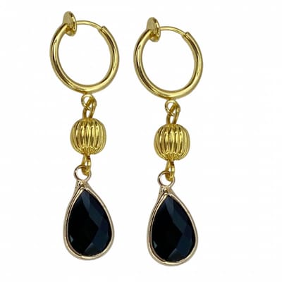 Klem oorbellen - zwart - goudkleurig- geen gaatje- Charme Bijoux