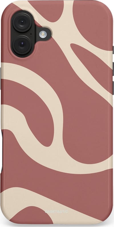Casetastic Hoesje Geschikt voor Apple iPhone 16 Plus MagSafe - Stijlvolle Beschermende Duo-layer Case - Terracotta Mediterranee Golven