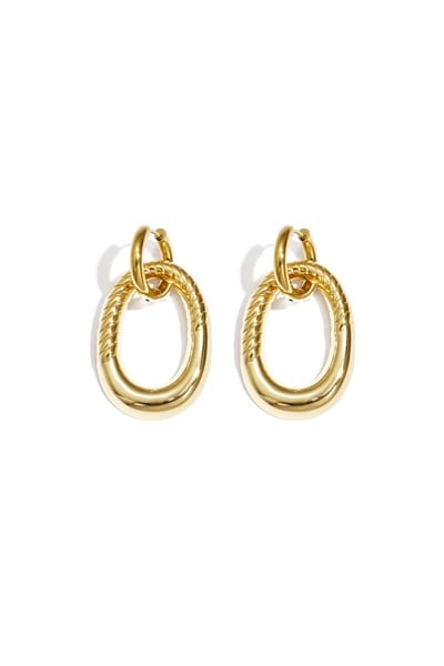 Statement oorbellen met gedetailleerde ovale hanger - Goud - Yehwang