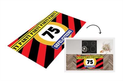 Keukenloper - Loper keuken - Jubileum - 75 Jaar verjaardag - Verkeersbord - 120x60 cm - Keukenloper vinyl