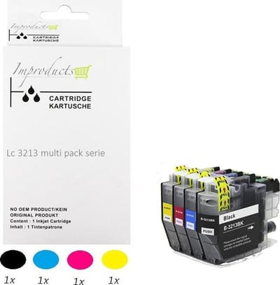 Improducts® Inkt cartridges - Alternatief Brother LC3213 / LC-3213 / 3213 Multi pack alleen geschikt voor printers Brother MFC-J491DW, MFC-J497DW, DCP-J572dw, MFC-J890DW, MFC-J895DW, DCP-J772DW ,DCP-J774DW