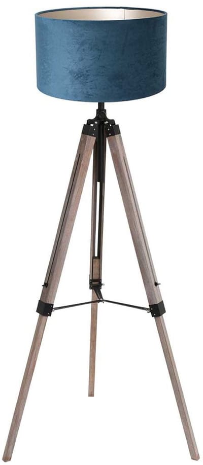 Vloerlamp Triek 4102ZW - trendy uitschuifbaar - hoogte verstelbaar 135-160 cm - blauw velours kap - Mexlite