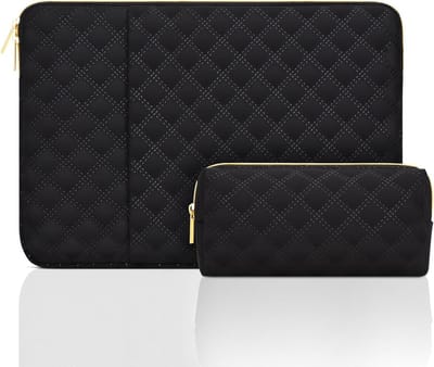 Beschermende 14 Inch Laptop Sleeve voor MacBook Pro 2023-2021, Waterdicht en Gevoerd, Inclusief Accessoire Tas, Zwart, Ideaal voor Studenten en Professionals