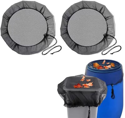 2-stuks Regenton net - Regenton Cover - Regentonnen Hoes - Beschermingsnet voor emmers die regenwater opvangen - Verstelbaar trekkoord - Herbruikbaar - 80 cm - Geschikt om muggen, bladeren en ander vuil buiten te houden - Zwart