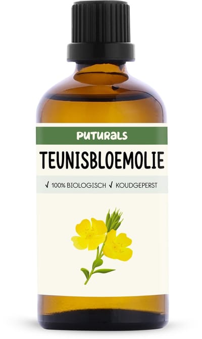 Puturals Teunisbloemolie 100% Biologisch - 100ml - Koudgeperst en Puur - Evening Primrose Oil voor Eczeem en Acne