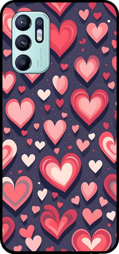 Smartphonica Telefoonhoesje Geschikt voor Oppo Reno 6 4G met Hartjes Opdruk - TPU Backcover Case With Heart Design geschikt voor Oppo Reno6 4G