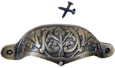 Fancy Cup Pull Handle Antique Brass