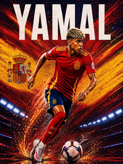 Lamine Yamal - Poster - 43 x 61 cm - WK Collection - Bekende Voetballer - Geschikt om in te lijsten - Voetbal Posters