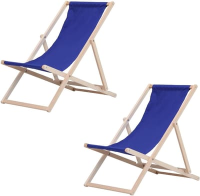 Houten Ligstoel - Zonnebed Tuinstoel - Ontspannen Buiten - Inklapbaar Design - 88 cm Diepte - Blauw