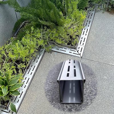 Drainagerooster RVS - Afwateringsgoot - Waterafvoer Terras - Antislip Puntontwerp - 100x15x4 cm - Zilverkleurig