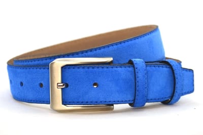 3.5 cm suède riem kobalt blauw - Heren riem - Pantalon & Jeans Broekriem - Kobalt blauwe suède riem - Riemmaat 115 cm - Totale lengte 130 cm