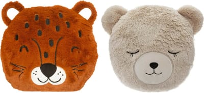 Dieren sierkussens - set 2x - kinderkamer - panter/beer - 30 cm - polyester