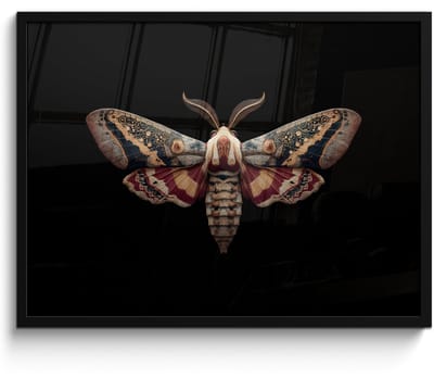 Poster in lijst - Fotolijst 70x50 cm - Posters - Mot - Oosterse patronen - Sierlijk - Posterlijst zwart - Decoratie - Wanddecoratie woonkamer - Muurdecoratie slaapkamer