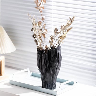 Moderne Beige Keramische Vaasje voor Boho Decoratie in Woonkamer, Slaapkamer en Kantoor - Aesthetic Bloemenvase voor Thuis en Landhuis
