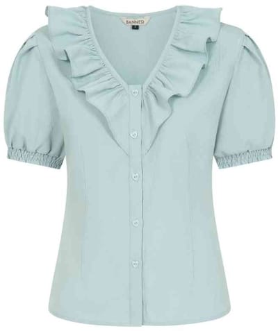 Banned - Fran Frill Blouse - XS - Blauw