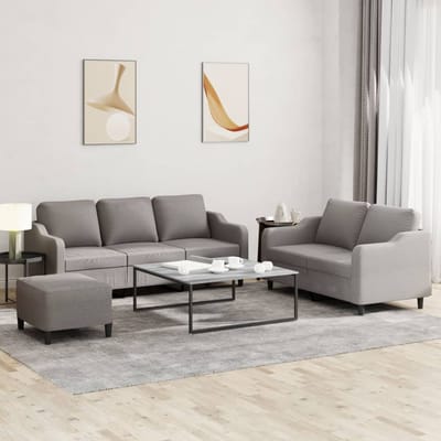 vidaXL - 3-delige - Loungeset - met - kussens - stof - taupe