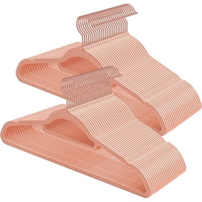 Ochama 50-delige luxe fluwelen hangerset – Rose Goud & Lichtroze, lengte 43,5 cm, ultradun 0,6 cm – antislip, ruimtebesparend, met 360° draaibare haak