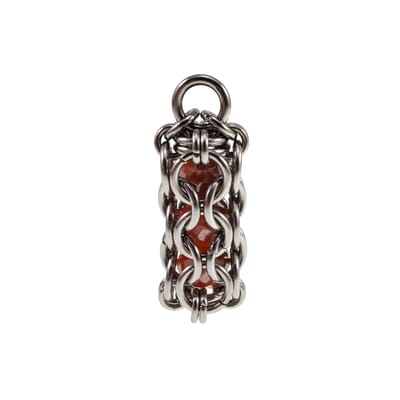 Buis Hanger Dames - Edelstaal - Hanger met Ondoorzichtige Orange Kristallen - Handgemaakt door esde2
